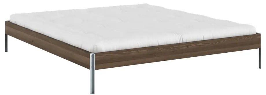 Barna borovi fenyő franciaágy ágyráccsal 180x200 cm Core – Karup Design