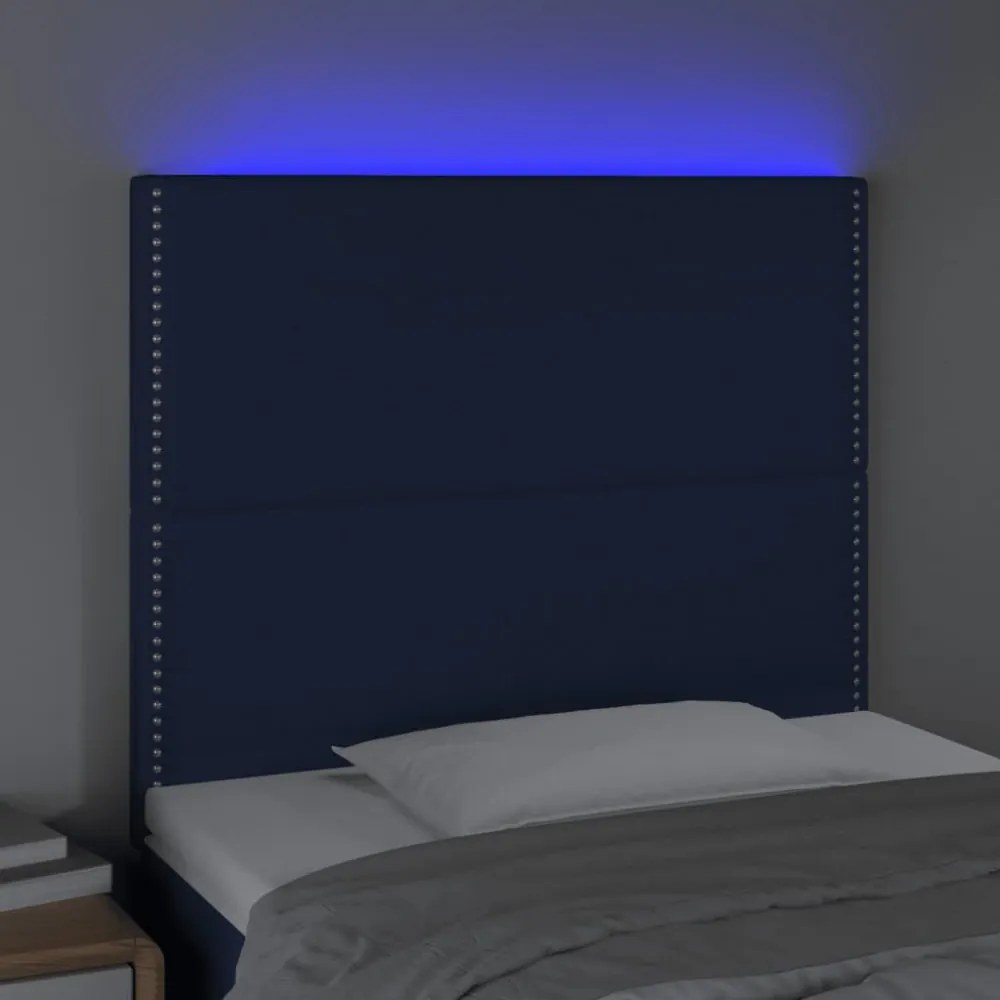 kék szövet LED-es fejtámla 80x5x118/128 cm