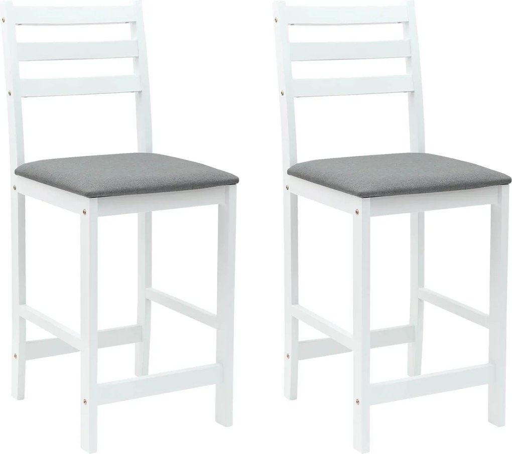 vidaXL Étkező Székek 2 pcs Fehér 40 x 47,5 x 99,5 cm Tömör Gumi Fa