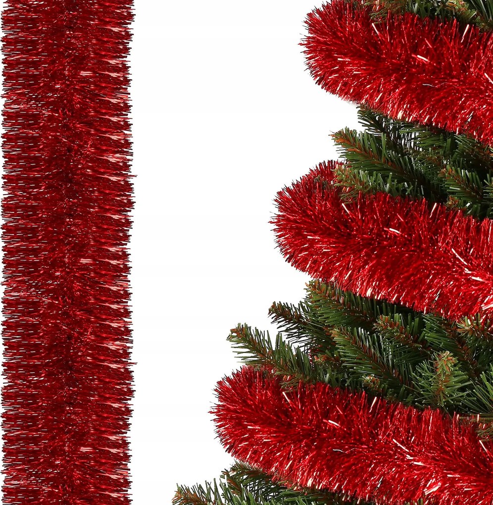 Karácsonyfa Lánc piros 6m Karácsonyi Füzér XXL vastag 7cm