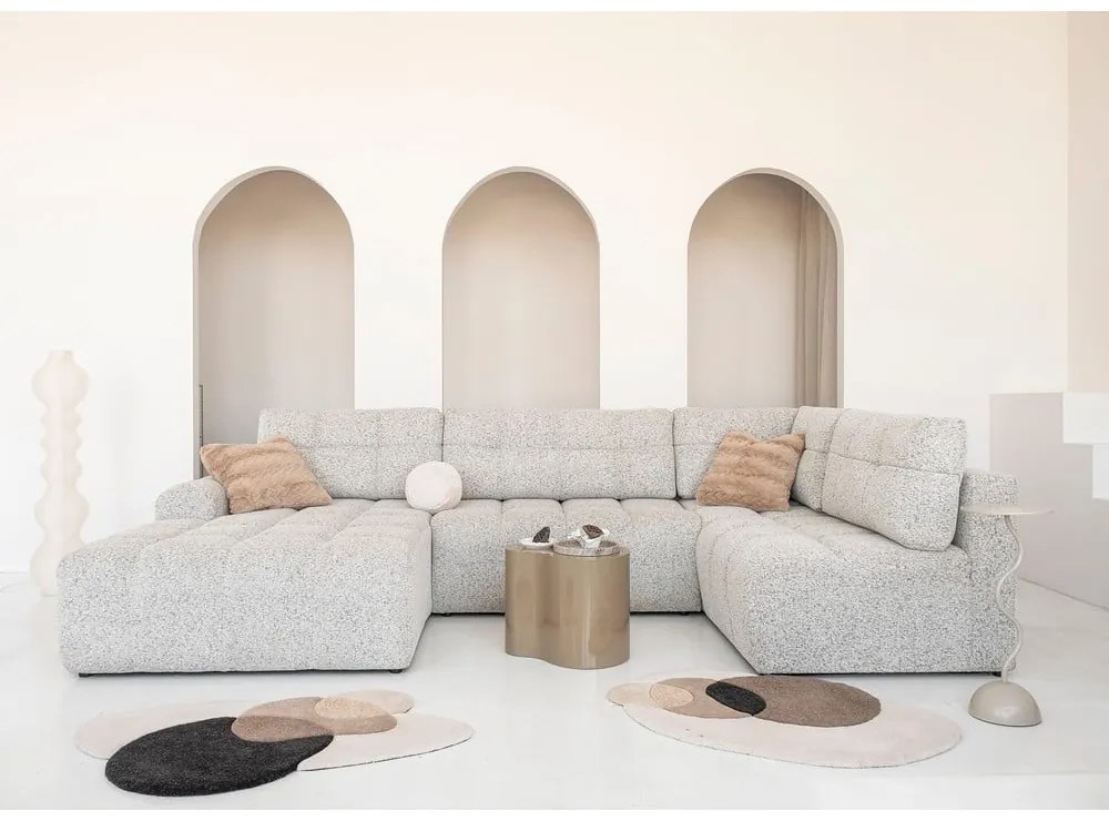 Bézs kinyitható tárolóhelyes moduláris sarokkanapé (jobb oldali) Lulu – Miuform