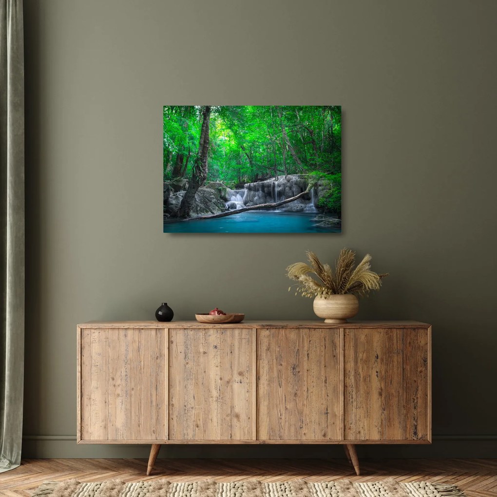 Kép - Erawan vízesés, Kanchanaburi, Thaiföld (üvegen) (70x50 cm)