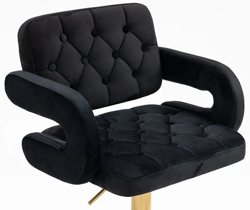 HR8403KW Fekete modern velúr szék arany lábbal