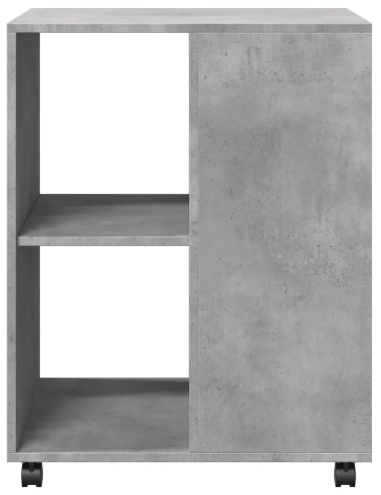 betonszürke szerelt fa kisasztal kerekekkel 55 x 60 x 78 cm