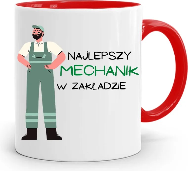 Piros Bögre A Szerelőnek A Legjobb Az Üzemben, fényképes nyomtatással