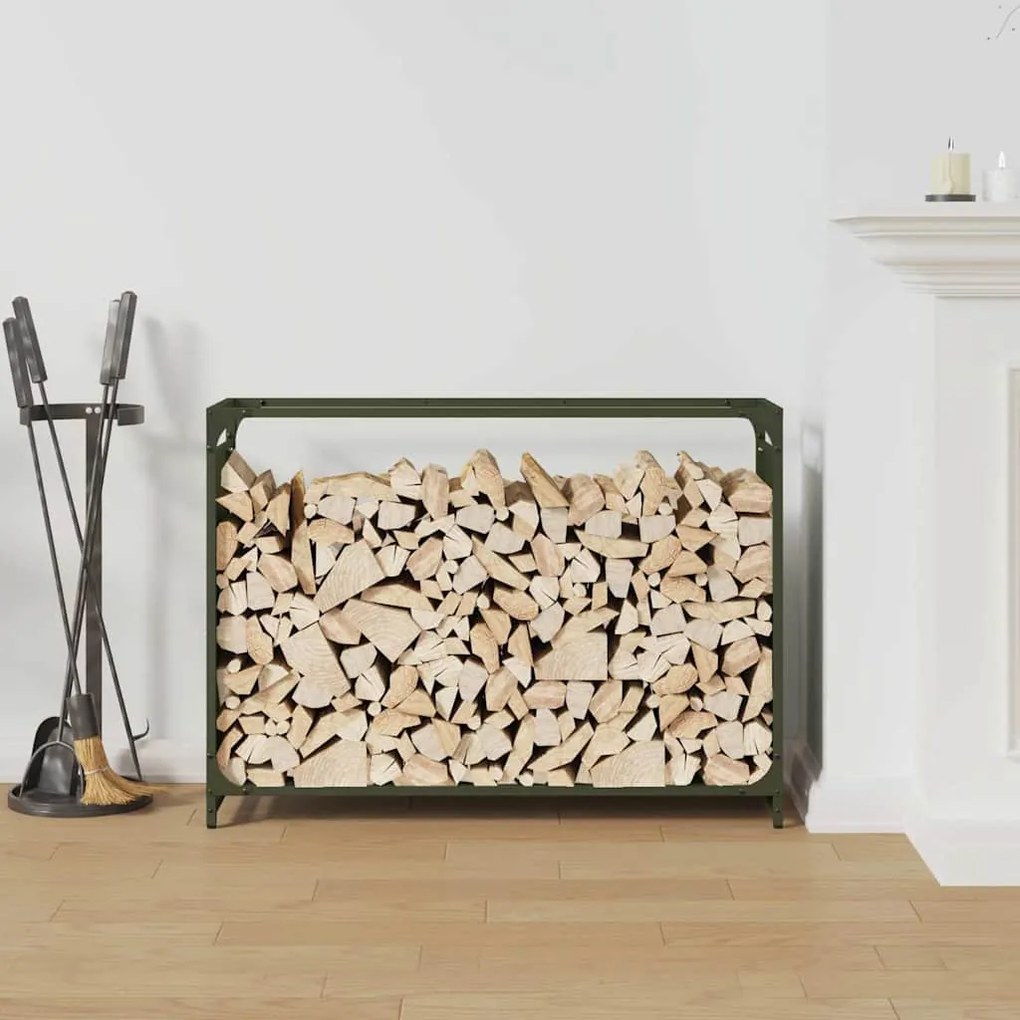 olívazöld hidegen hengerelt acél tűzifatároló 90x28x65 cm