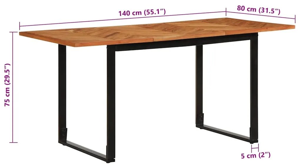 tömör akácfa étkezőasztal 160 x 80 x 75 cm
