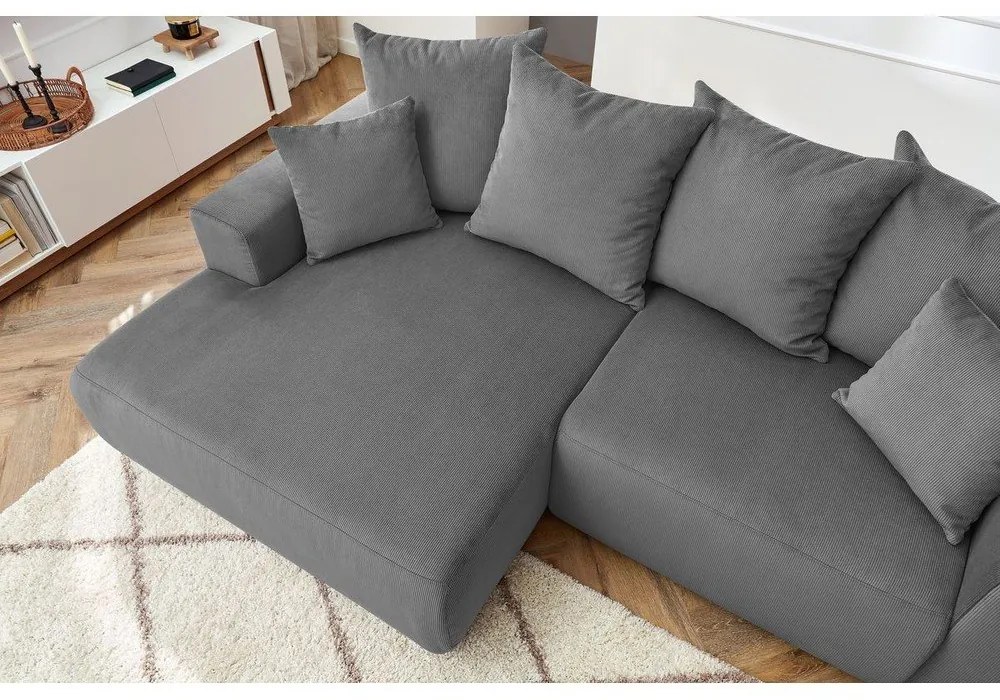 Szürke bársony sarokkanapé Enjoy – Bobochic Paris