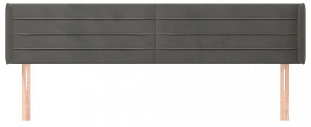 sötétszürke bársony szárnyas fejtámla 163x16x78/88 cm