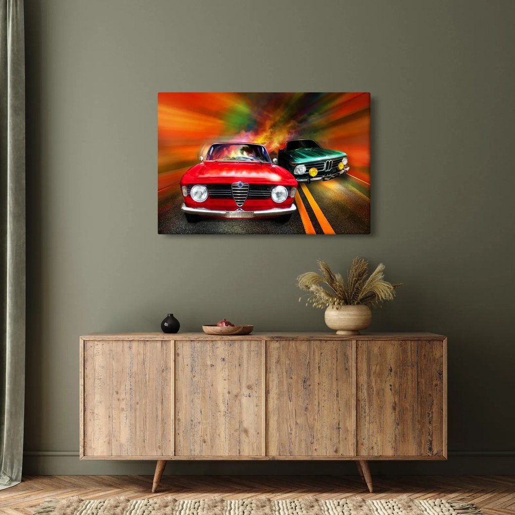 Kép - Retro versenyautók (90x60 cm)