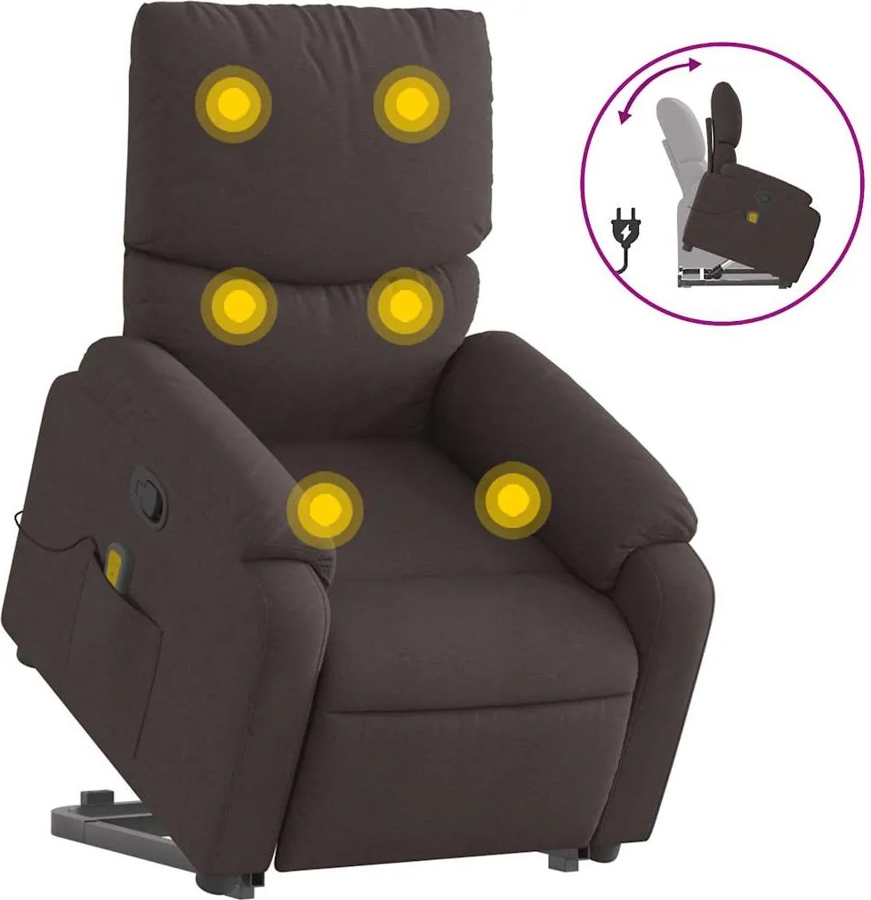 vidaXL sötétbarna szövet dönthető masszázs- és állófotel