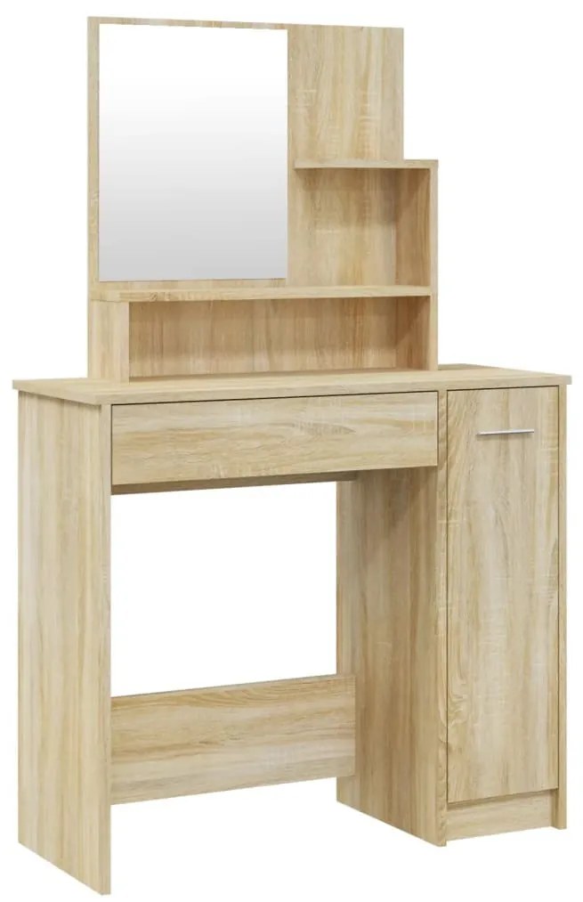 sonoma tölgy színű fésülködőasztal tükörrel 86,5 x 35 x 136 cm