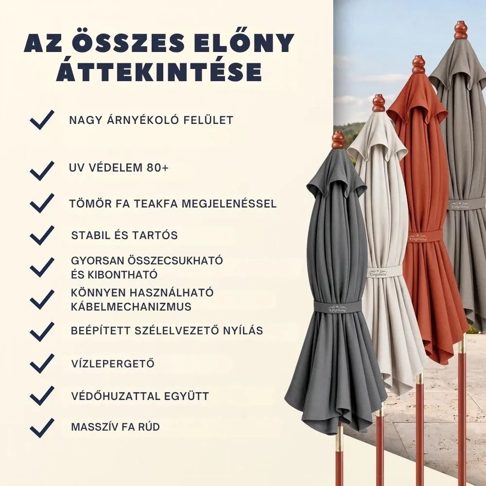 MALAGA napernyő, Ø330cm, bézs Kingsleeve