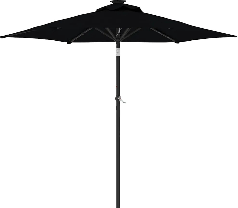 vidaXL fekete kerti napernyő LED-del és acél rúddal 225 x 225 x 212 cm