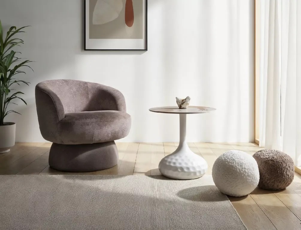 Forgatható design fotel COSMIC RAVEN, sötétbézs