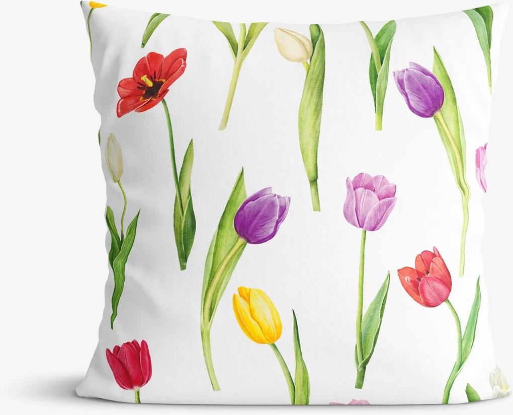 Goldea díszpárnahuzat - színes tulipánok 45 x 45 cm