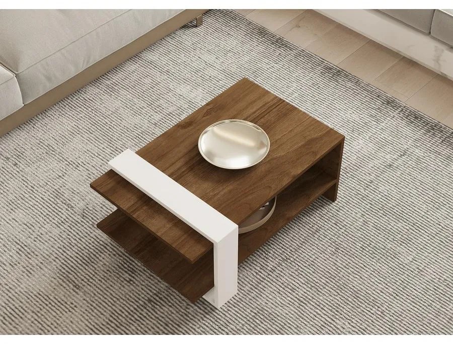 Dohányzóasztal Gaye - Walnut, White