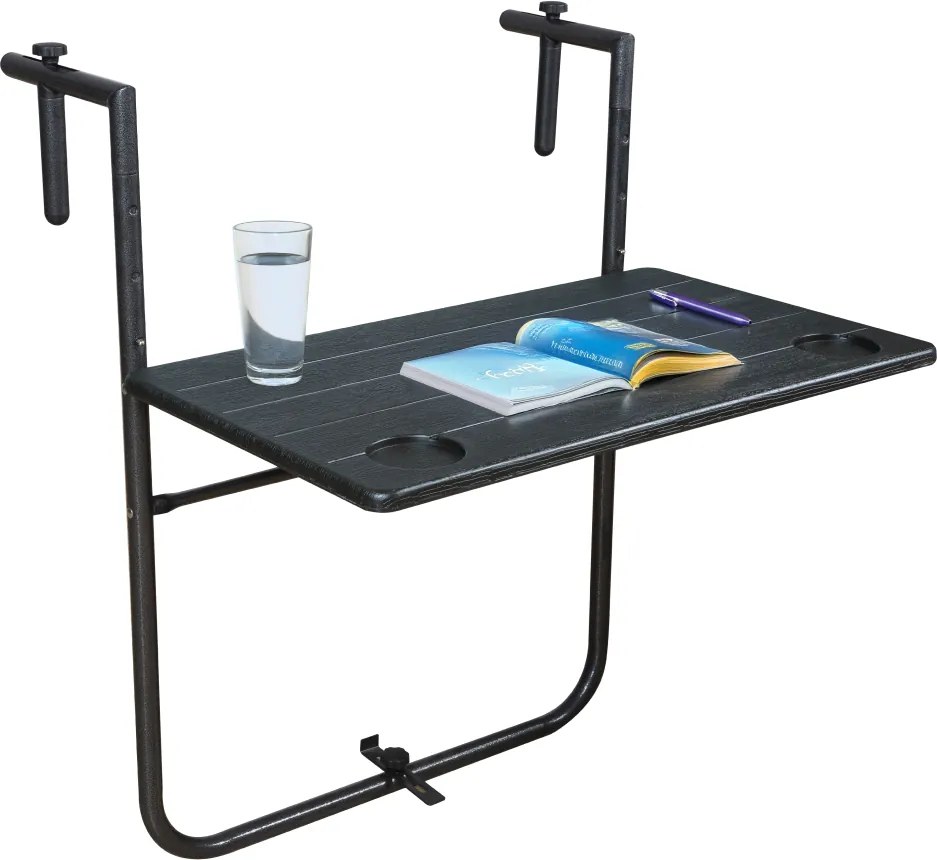 Összecsukható erkély asztal, fekete, UZOR