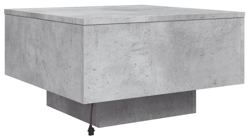 betonszürke dohányzóasztal LED-lámpákkal 55 x 55 x 31 cm