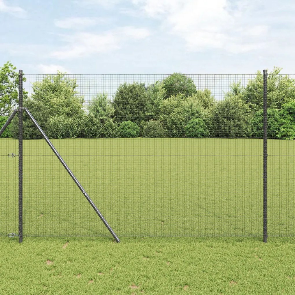 Hegesztett drótkerítés 7 oszloppal Szürke 1,5x10 m Acél