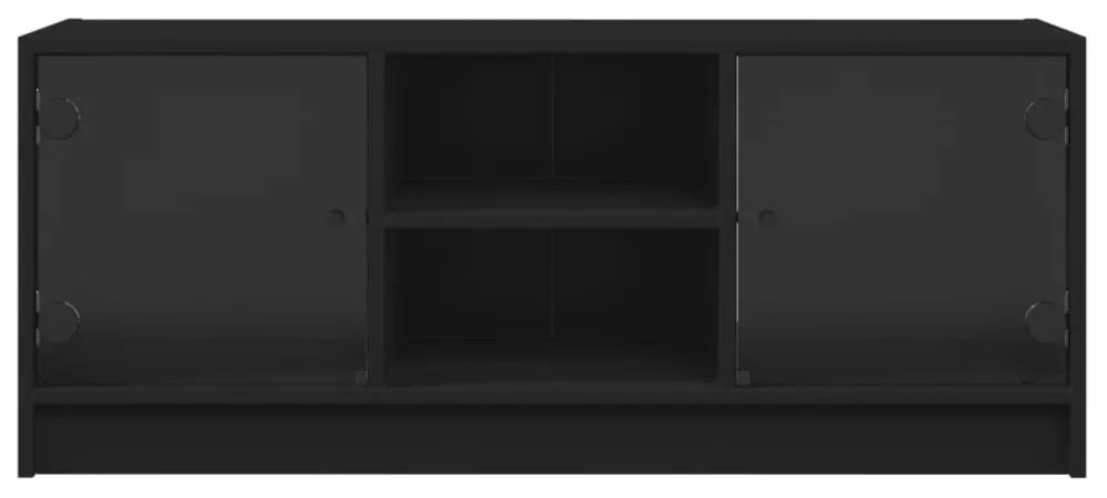 fekete TV-szekrény üvegajtókkal 102 x 37 x 42 cm