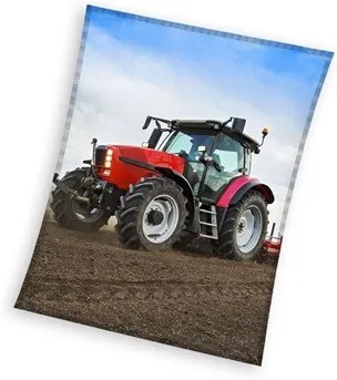 Traktor Red coral fleece polár takaró 130x160cm