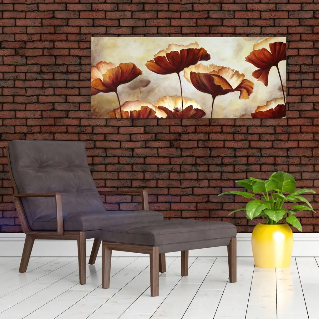 Piros virágok képe (120x50 cm)