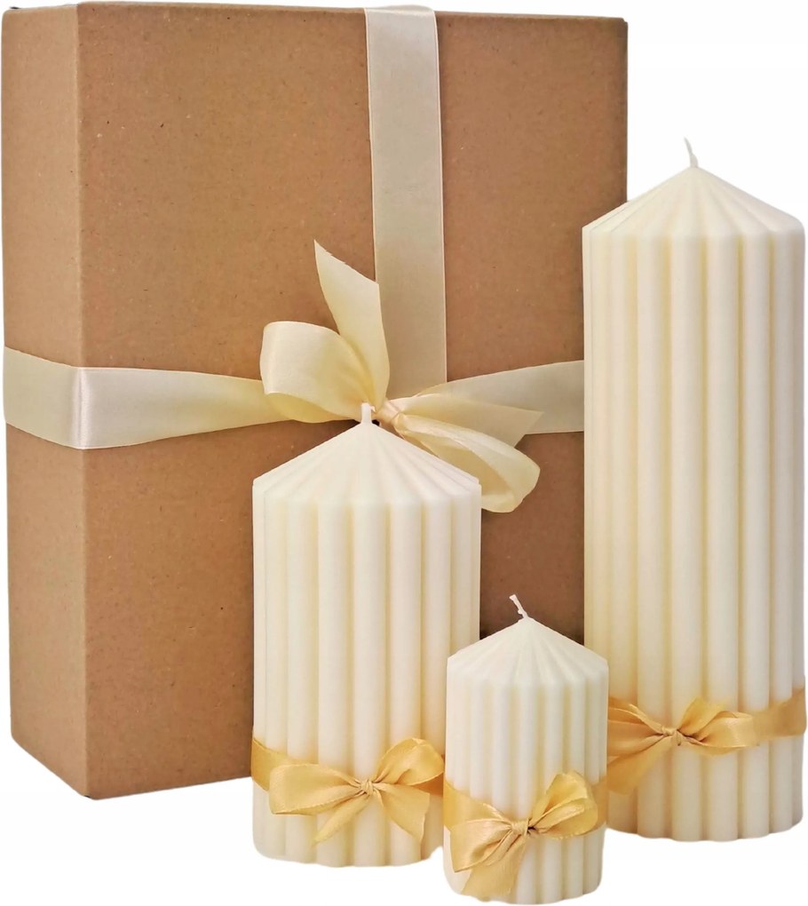 Három Szója Díszgyertya Nagy Szett Szójagyertya Nagy Közepes Kicsi Noble