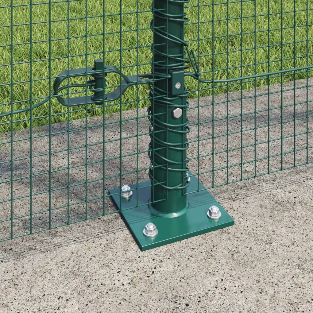 Hegesztett Drótkerítés 7 Furatolt Oszloppal Zöld 1.6x10 m Acél