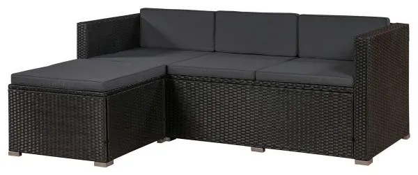 Juskys Punta Cana L kerti rattan szett – fekete/antracit párnák