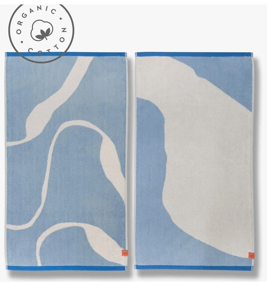 Fehér-kék bio pamut törölköző szett 2 db-os 50x90 cm Nova Arte – Mette Ditmer Denmark
