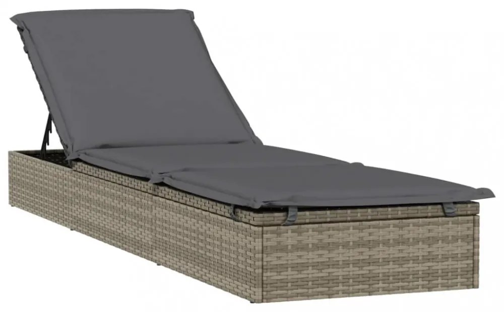 2 db szürke polyrattan napágy asztallal