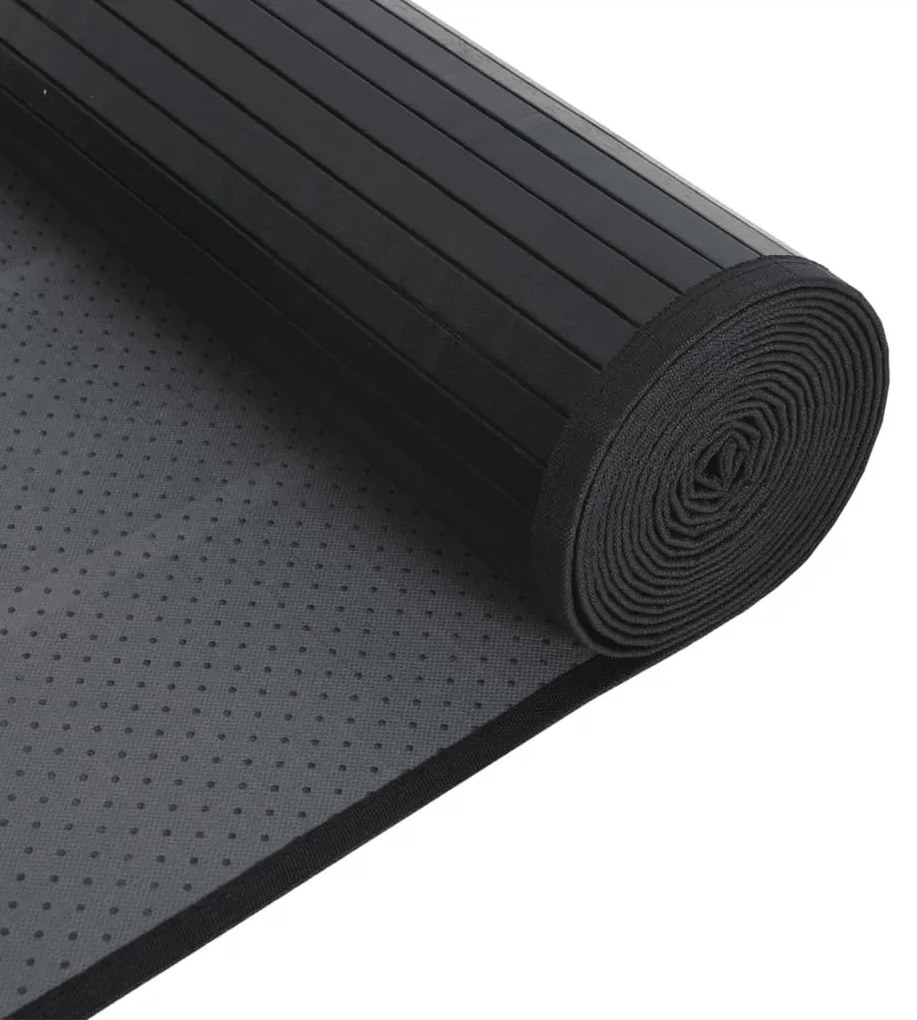 négyszögletű fekete bambusz szőnyeg 70 x 1000 cm