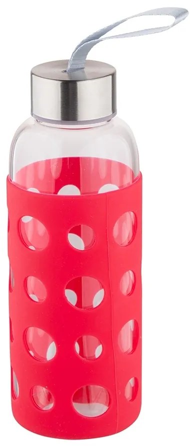Altom Üveg vizes palack szilikonhüvelyben 425 ml,piros