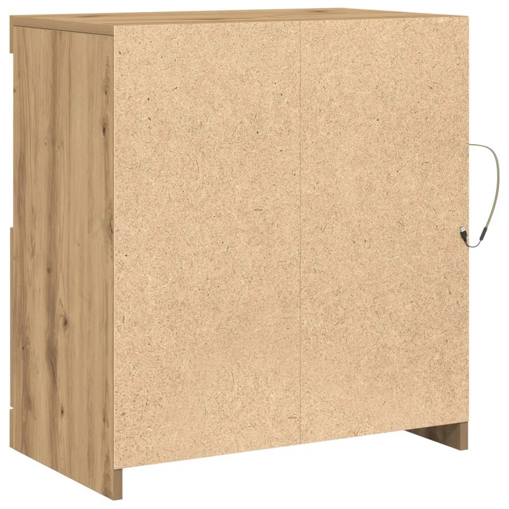 LED világításos oldalszekrény, Mesteri tölgy 60x37x67 cm