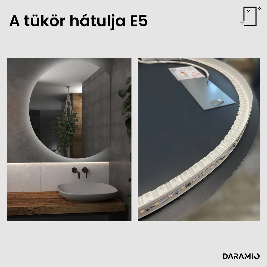 Félkör alakú tükör LED-világítással E5