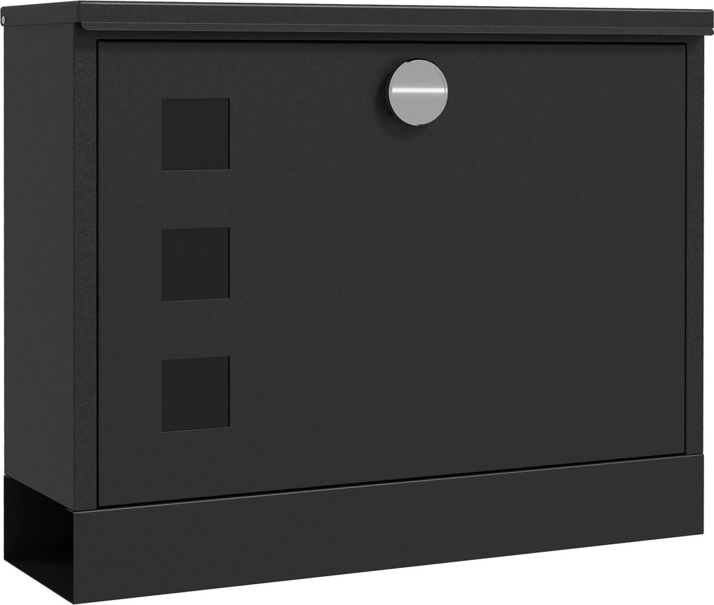 HOMCOM Levélszekrény Újságrekesszel, Fém Levélszekrény 2 Kulccsal, Fali Levélszekrény Üvegablakkal, Vízálló, 36,5 x 11,5 x 29 cm, Fekete | Aosom