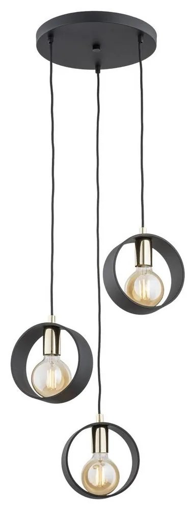 Argon 1449 - Csillár zsinóron AMADORA 3xE27/15W/230V fekete