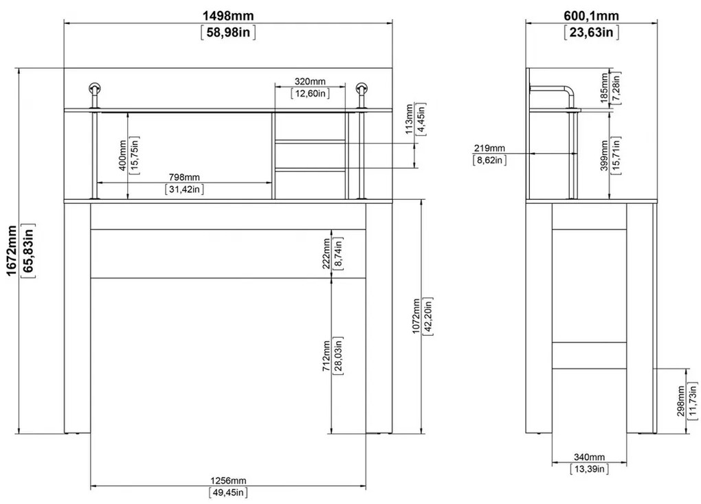 Felix Industrial íróasztal, természetes fa