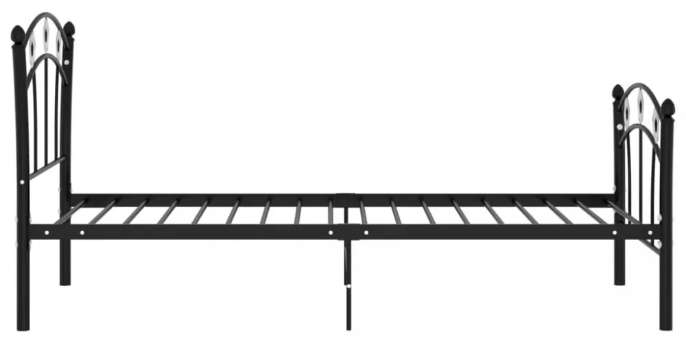 fekete fém ágykeret focis dizájnnal 90 x 200 cm