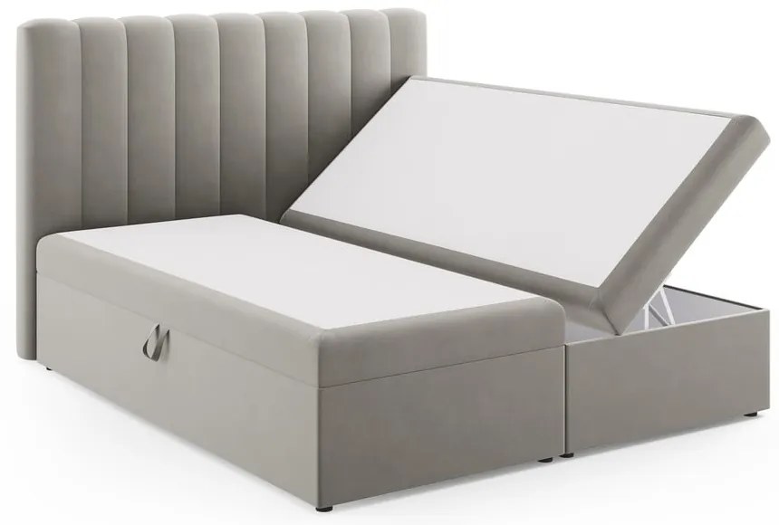 Szürke boxspring ágy tárolóhellyel 180x200 cm Gina – Milo Casa