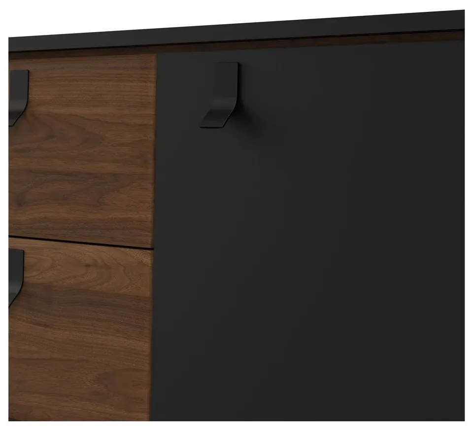 Fekete komód diófa dekorral 150x72x40 cm Ry – Tvilum