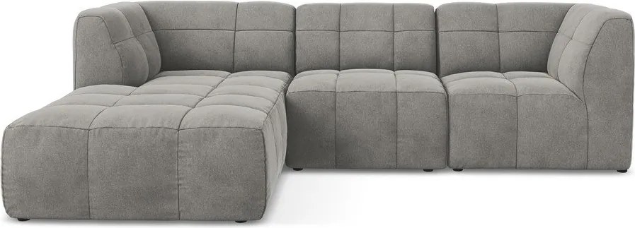 Szürke bársony sarokkanapé (bal oldali-heverő résszel) Aloha – Makamii