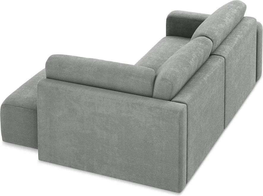 Szürke zsenília kinyitható-tárolóhelyes sarokkanapé (jobb oldali-L alakú) Kona – Makamii