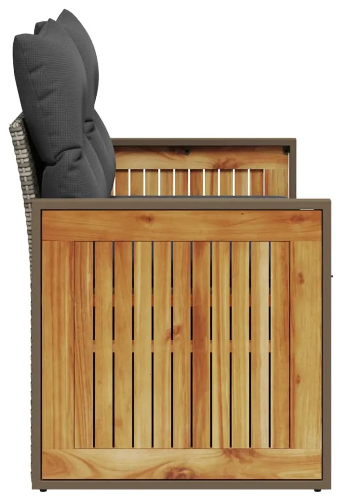 2 személyes szürke polyrattan kerti kanapé párnával