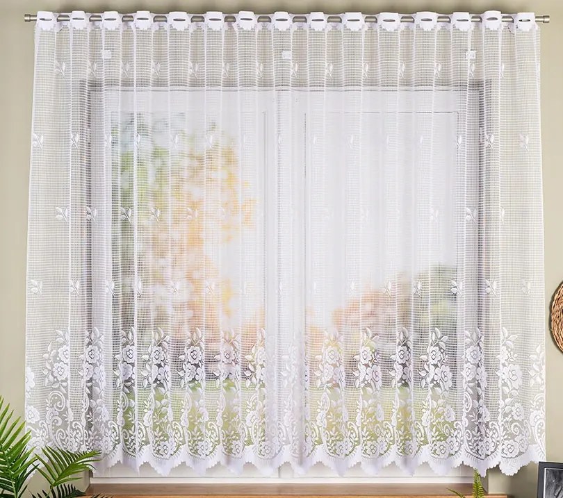 Mg Mg Jacquard átvezető függöny jacquard fehér 4433M 300x160cm Szegély M