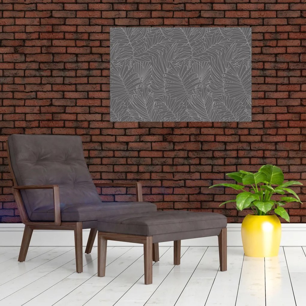 Kép - Szürke pálmalevelek (90x60 cm)