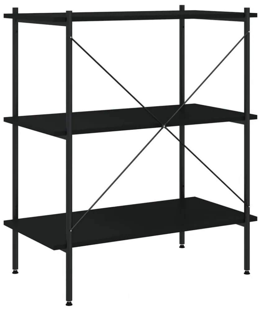 fekete 3 szintes polcrendszer 80x40x92 cm