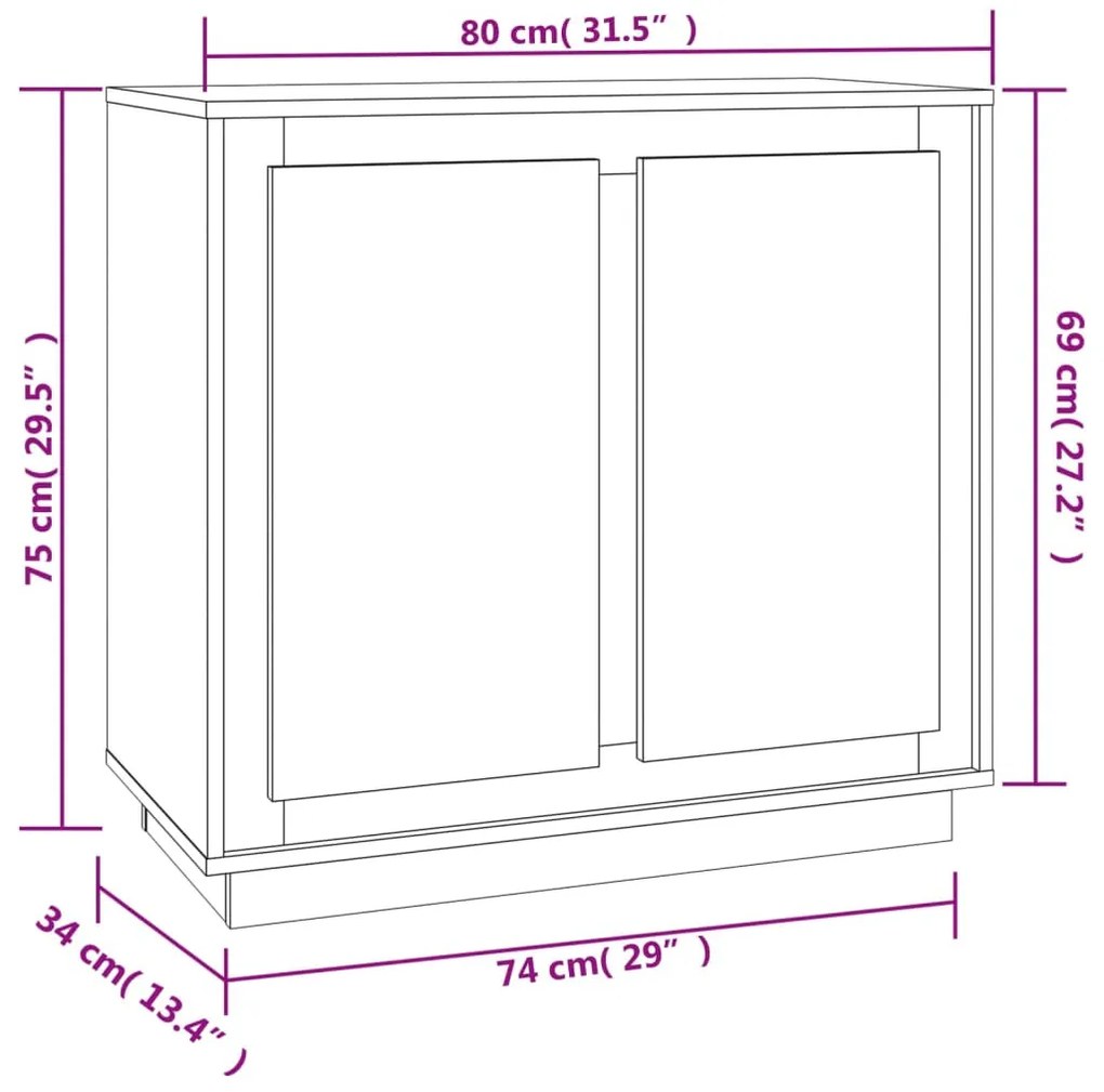 fekete szerelt fa tálalóasztal 80 x 34 x 70 cm