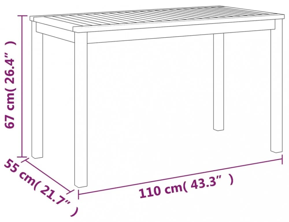 tömör akácfa kerti asztal 110 x 55 x 67 cm